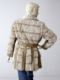 vintage 70s faux fur belted coat
