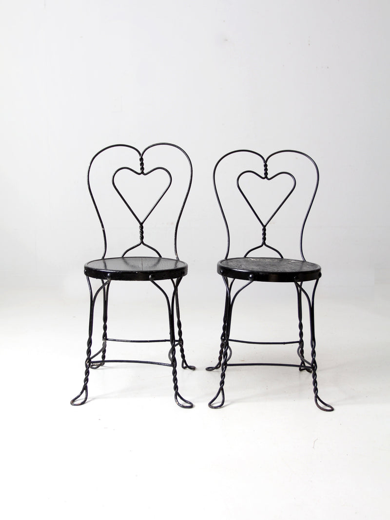 vintage black ice cream parlor chairs pair