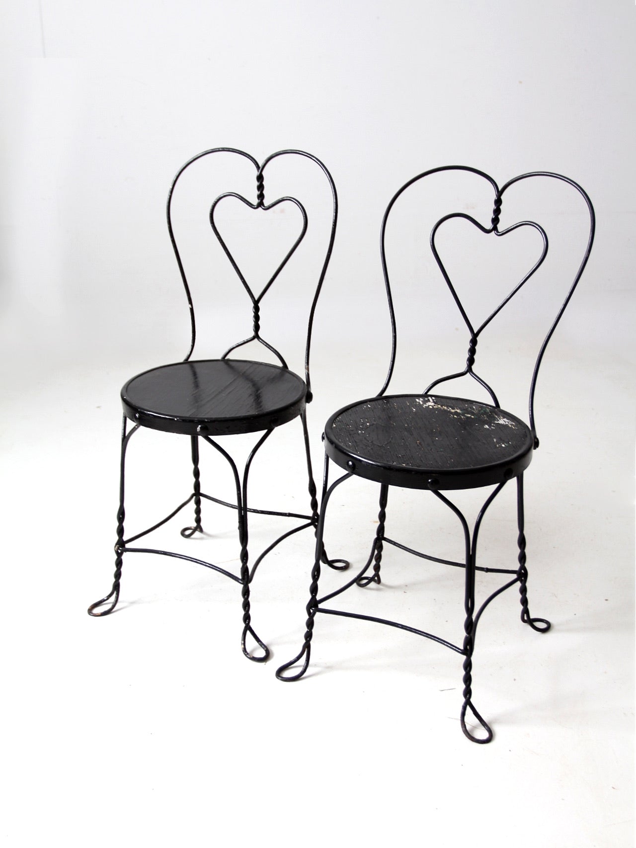 vintage black ice cream parlor chairs pair