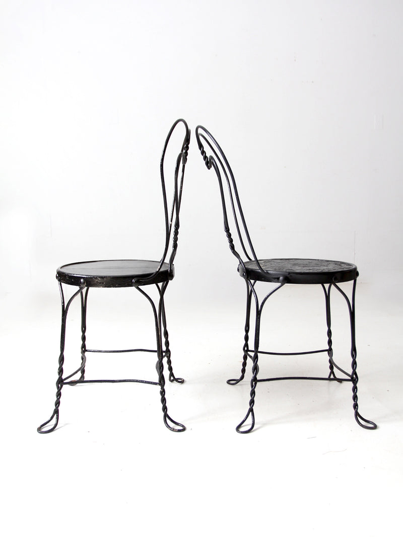 vintage black ice cream parlor chairs pair