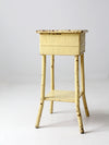 antique bamboo side table with storage top
