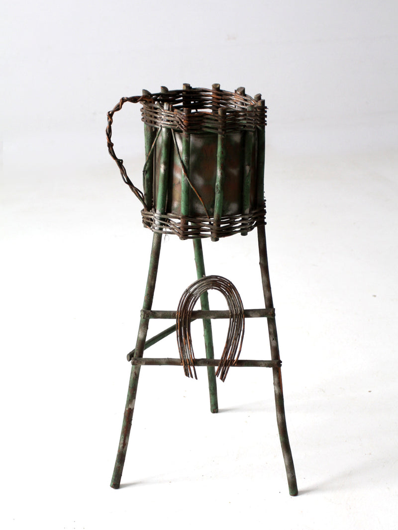 antique folk art twig plant stand