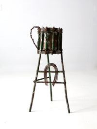 antique folk art twig plant stand