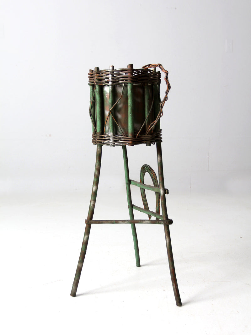 antique folk art twig plant stand