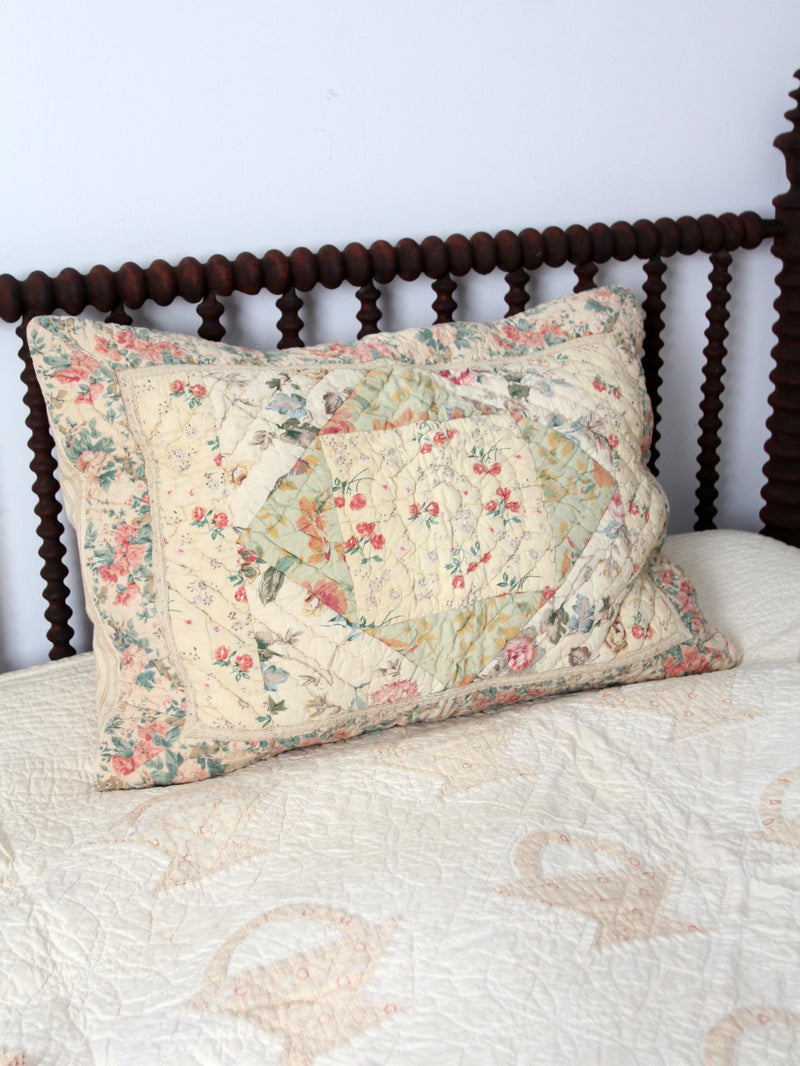 vintage quilted floral pillow sham