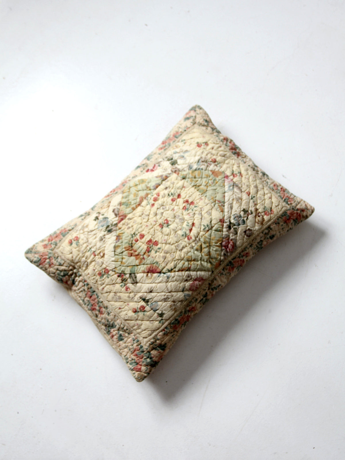 vintage quilted floral pillow sham