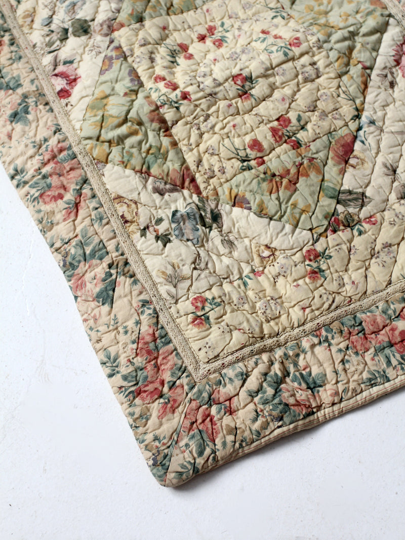 vintage quilted floral pillow sham