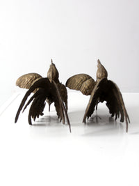 antique bronze fighting roosters pair