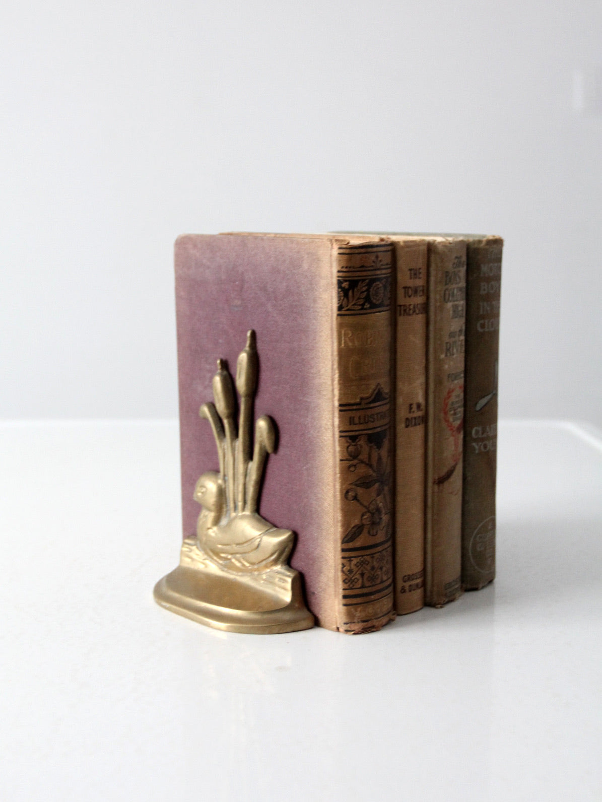 vintage brass duck bookends pair
