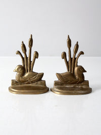 vintage brass duck bookends pair