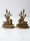 vintage brass duck bookends pair