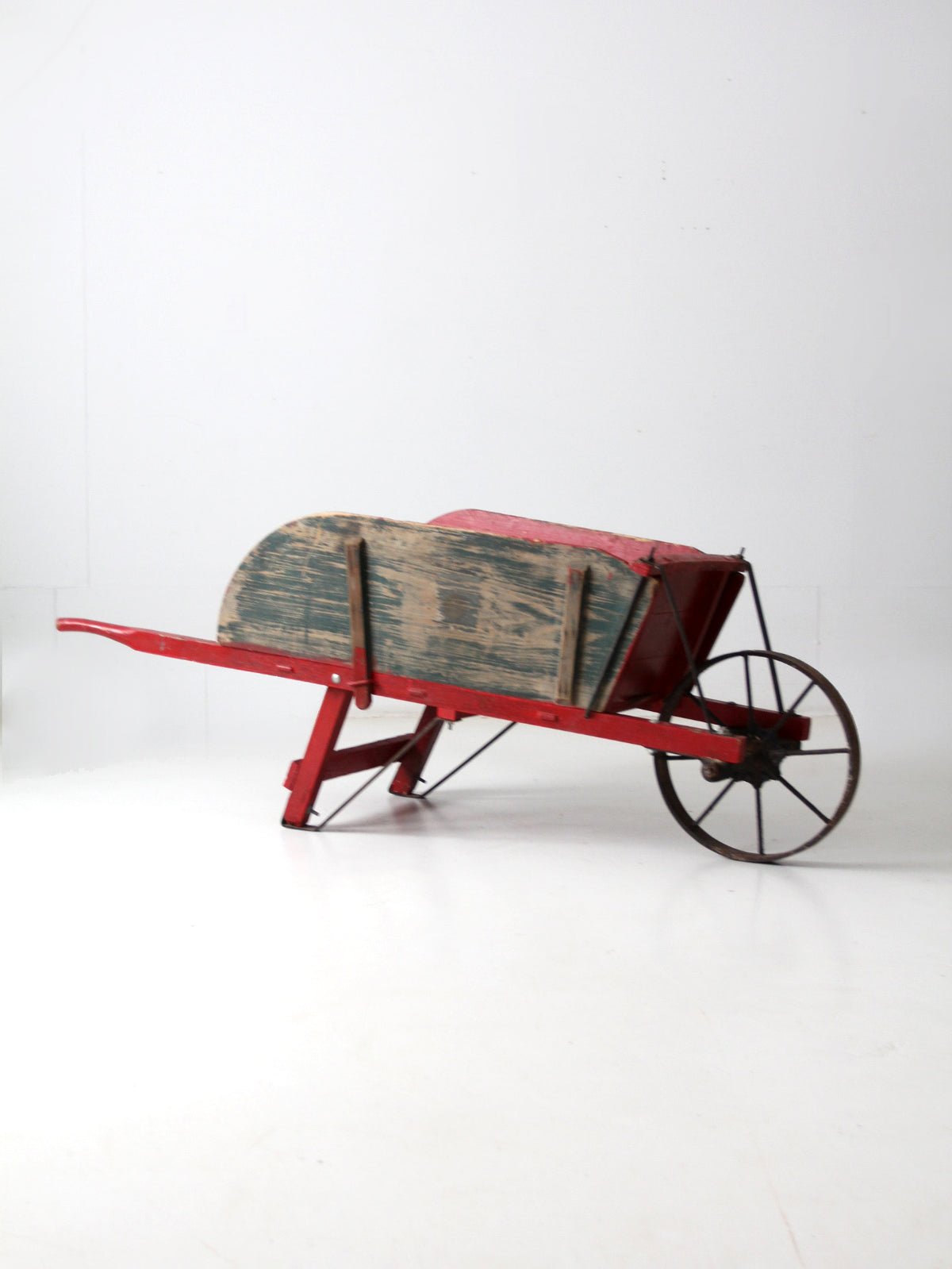 antique wooden wheelbarrow