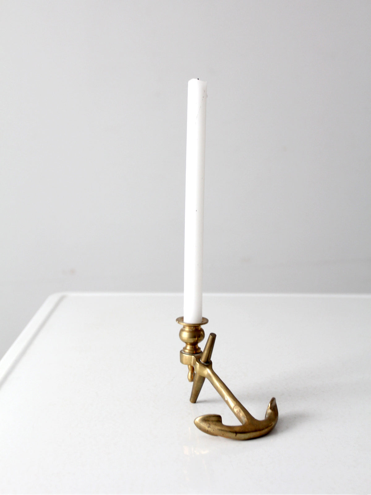 mid century brass anchor candlestick holder