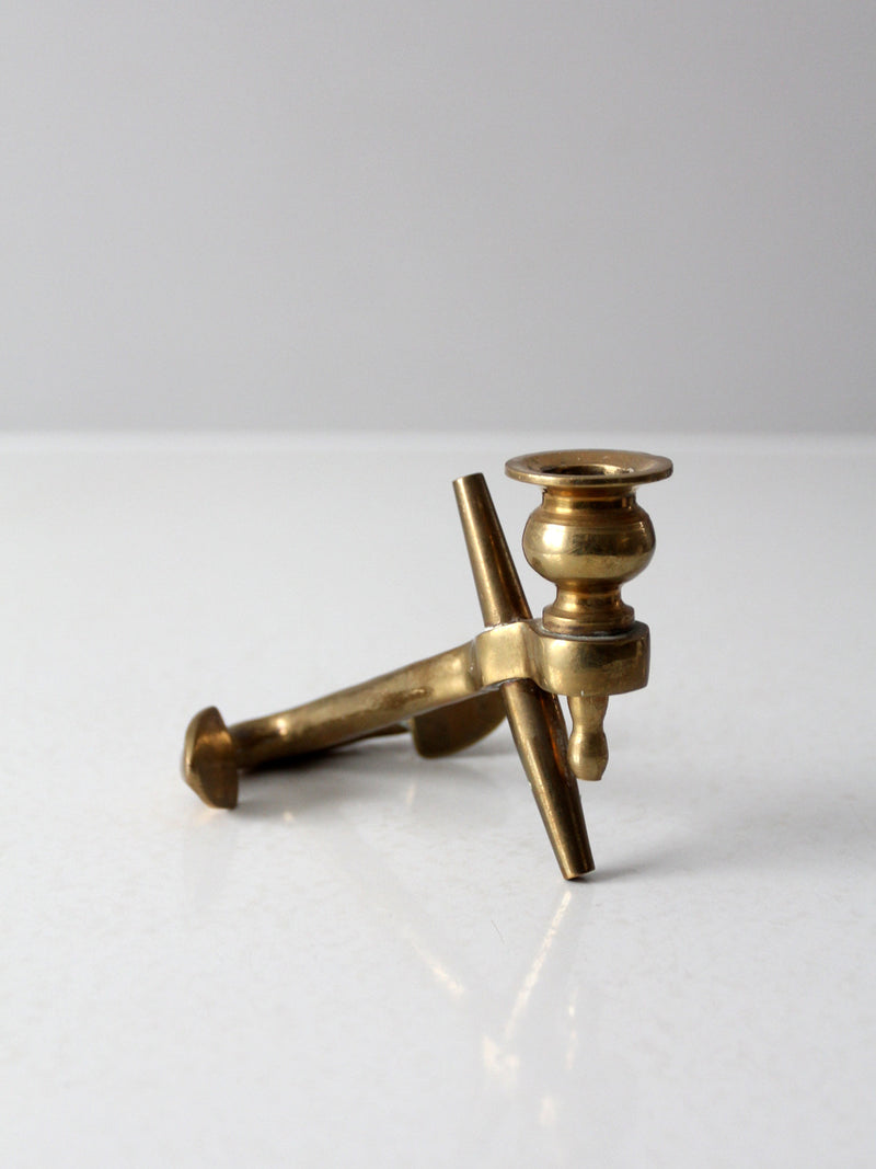 mid century brass anchor candlestick holder