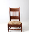 antique Norwegian carved low seat chair