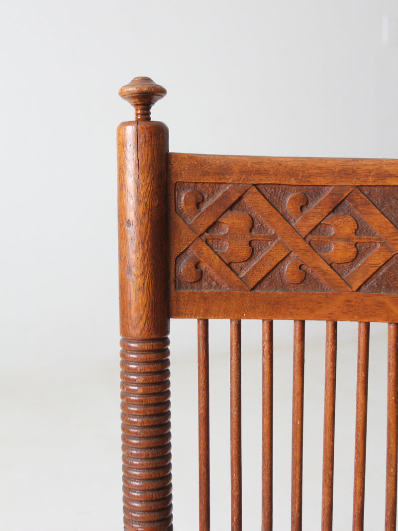 antique Norwegian carved low seat chair