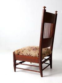 antique Norwegian carved low seat chair