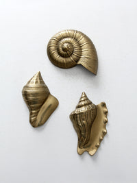 mid century brass seashell wall hangings set of 3