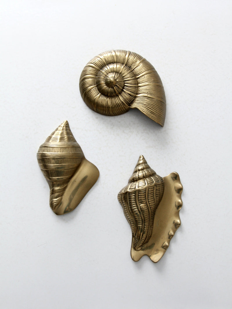 mid century brass seashell wall hangings set of 3