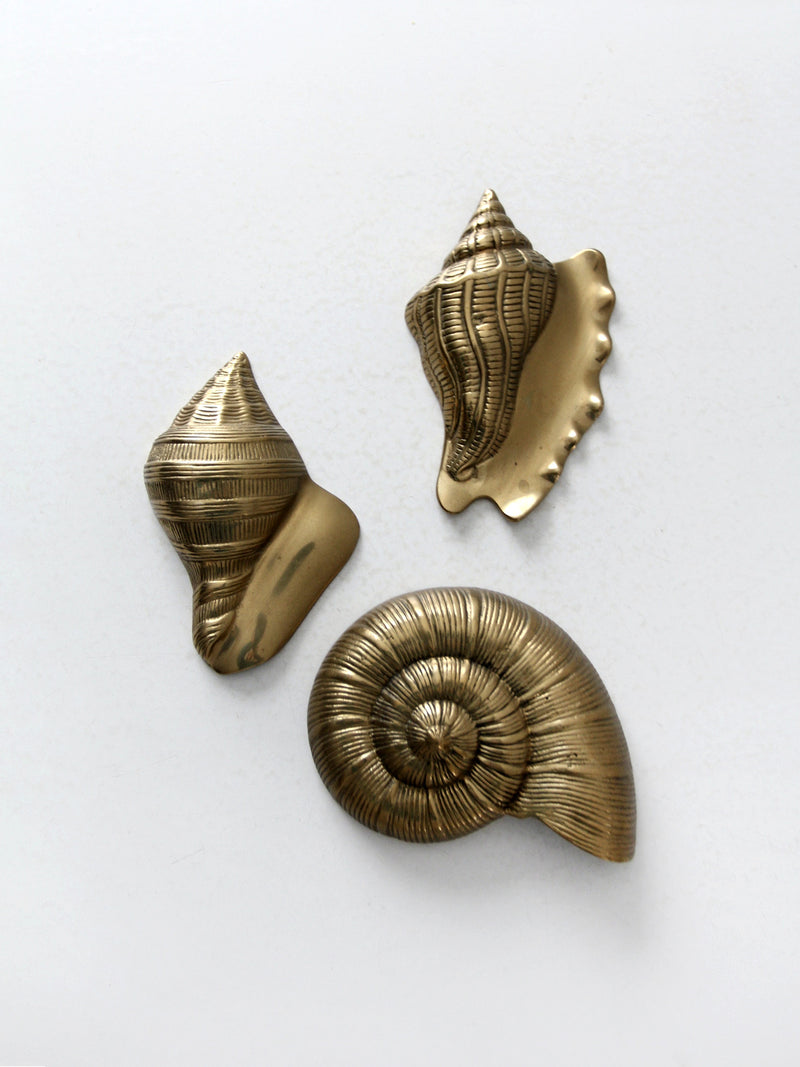 mid century brass seashell wall hangings set of 3