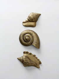 mid century brass seashell wall hangings set of 3