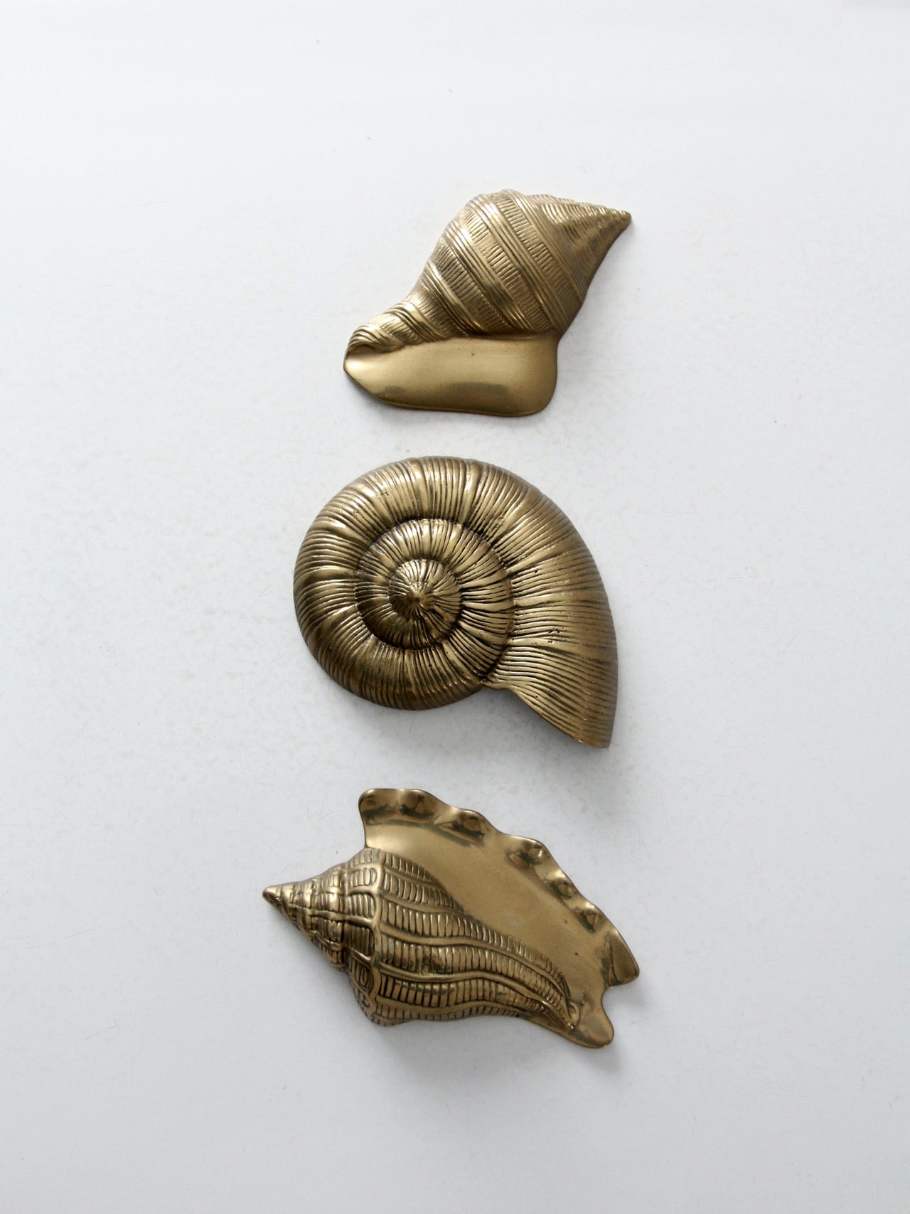 mid century brass seashell wall hangings set of 3 – 86 Vintage