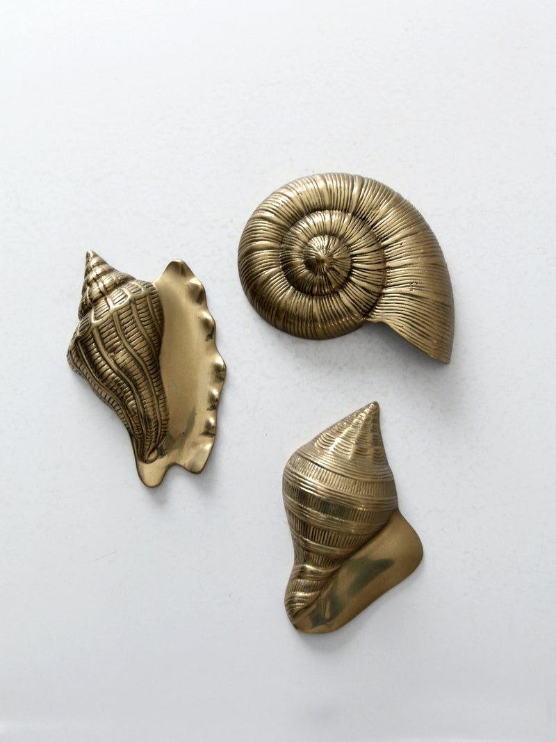 mid century brass seashell wall hangings set of 3