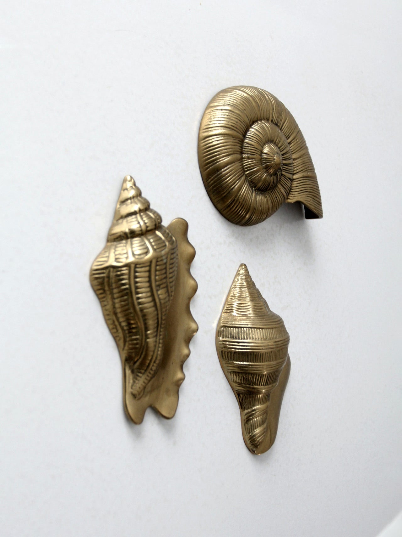 mid century brass seashell wall hangings set of 3 – 86 Vintage