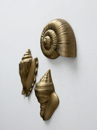 mid century brass seashell wall hangings set of 3