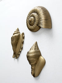 mid century brass seashell wall hangings set of 3