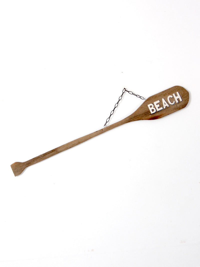 vintage painted wood "Beach" paddle sign