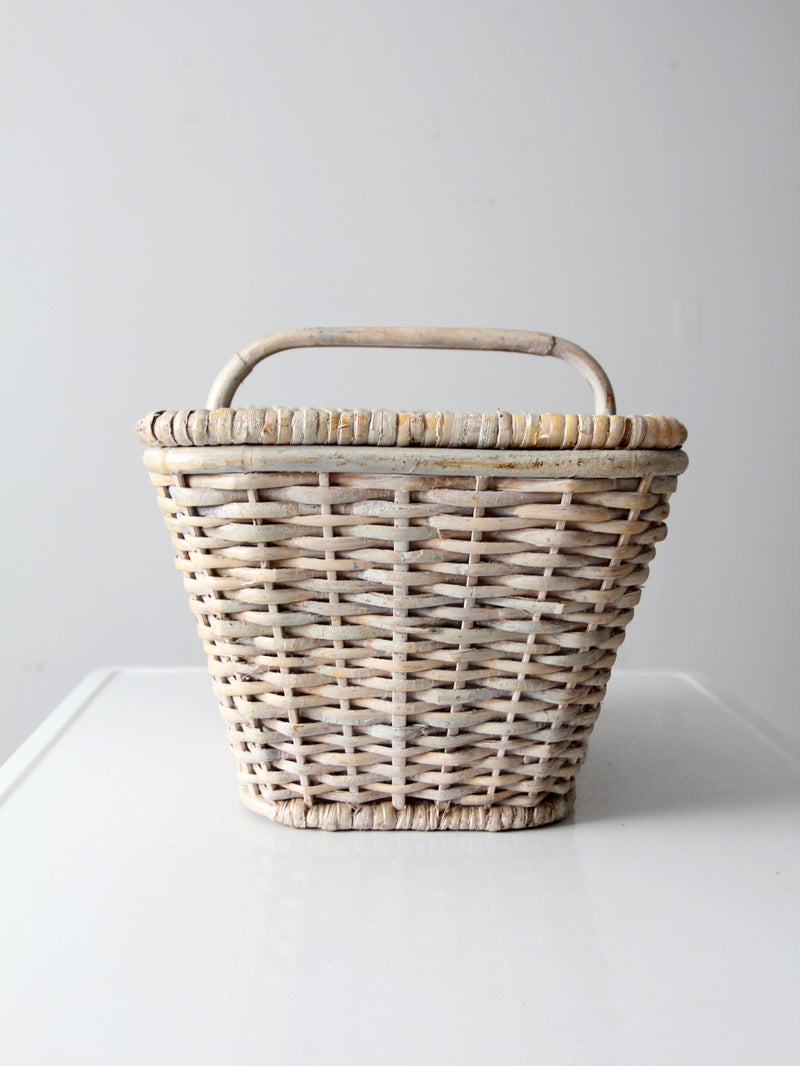 vintage white wicker picnic basket