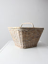 vintage white wicker picnic basket