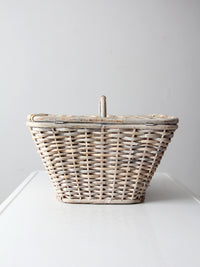 vintage white wicker picnic basket