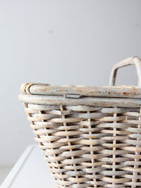 vintage white wicker picnic basket