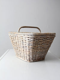 vintage white wicker picnic basket