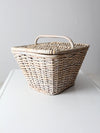 vintage white wicker picnic basket