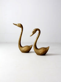 mid-century large brass swan pair – 86 Vintage