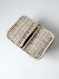 vintage white wicker picnic basket