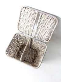 vintage white wicker picnic basket