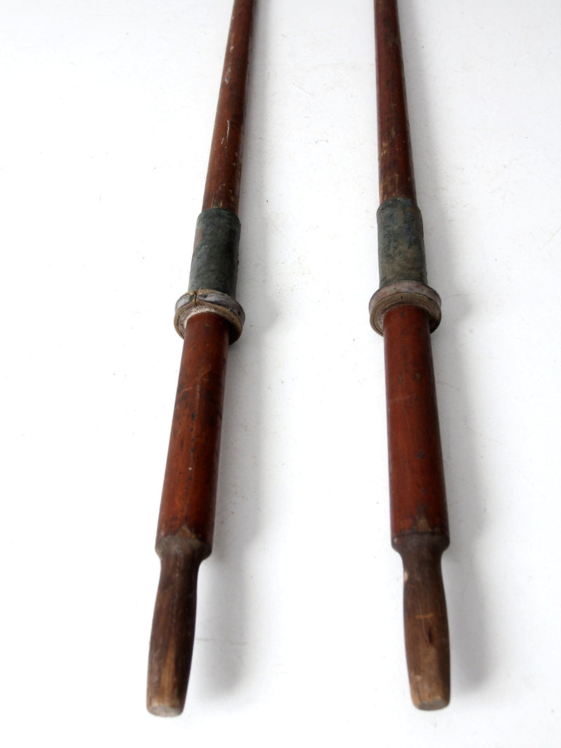 vintage wooden oars pair