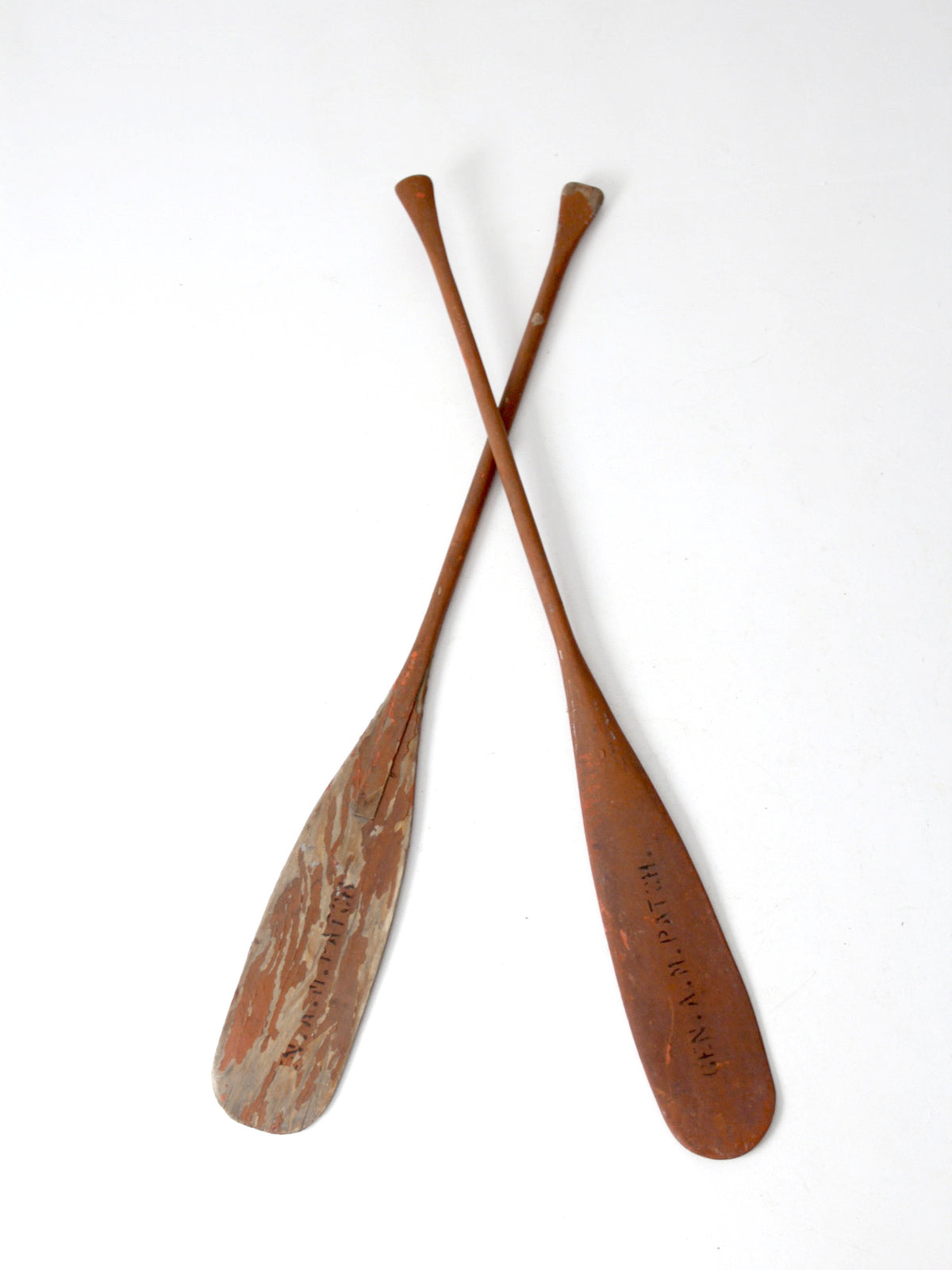 vintage wooden oars pair