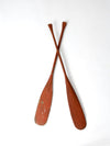 vintage wooden oars pair