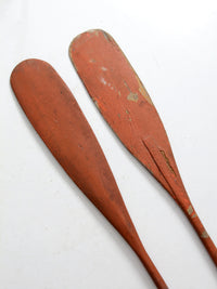 vintage wooden oars pair