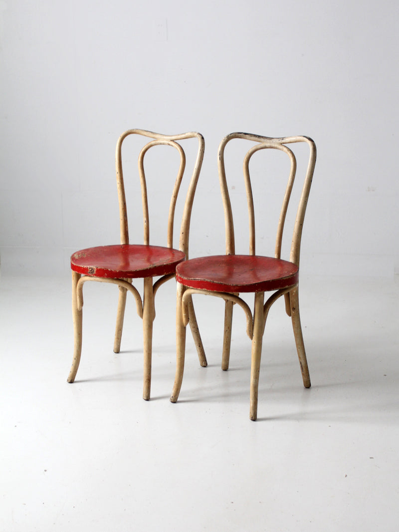 antique painted bentwood chairs pair