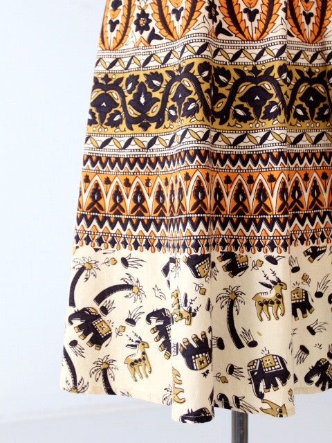 vintage elephant print wrap skirt