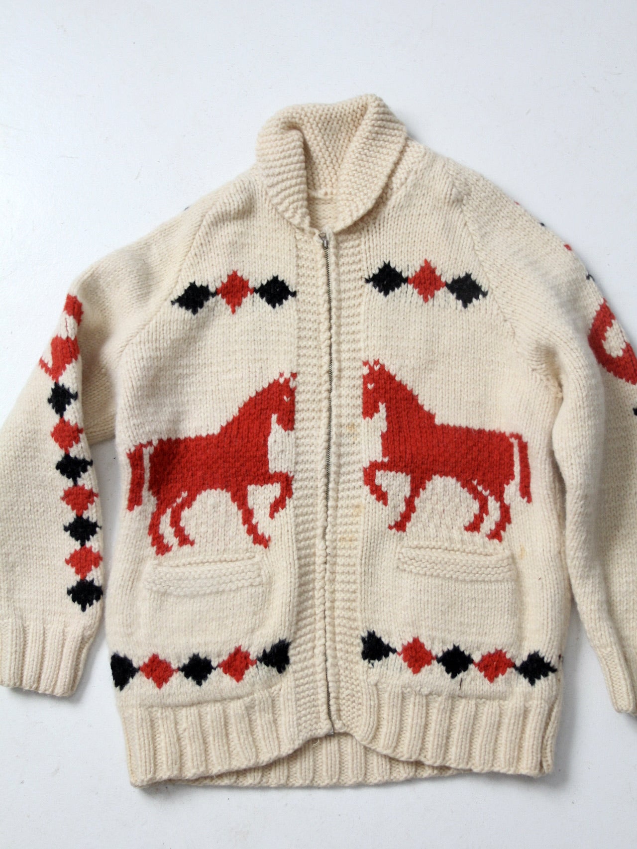 vintage hand knit horse camp sweater – 86 Vintage