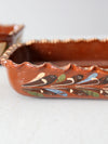 vintage Mexican redware pottery dish set