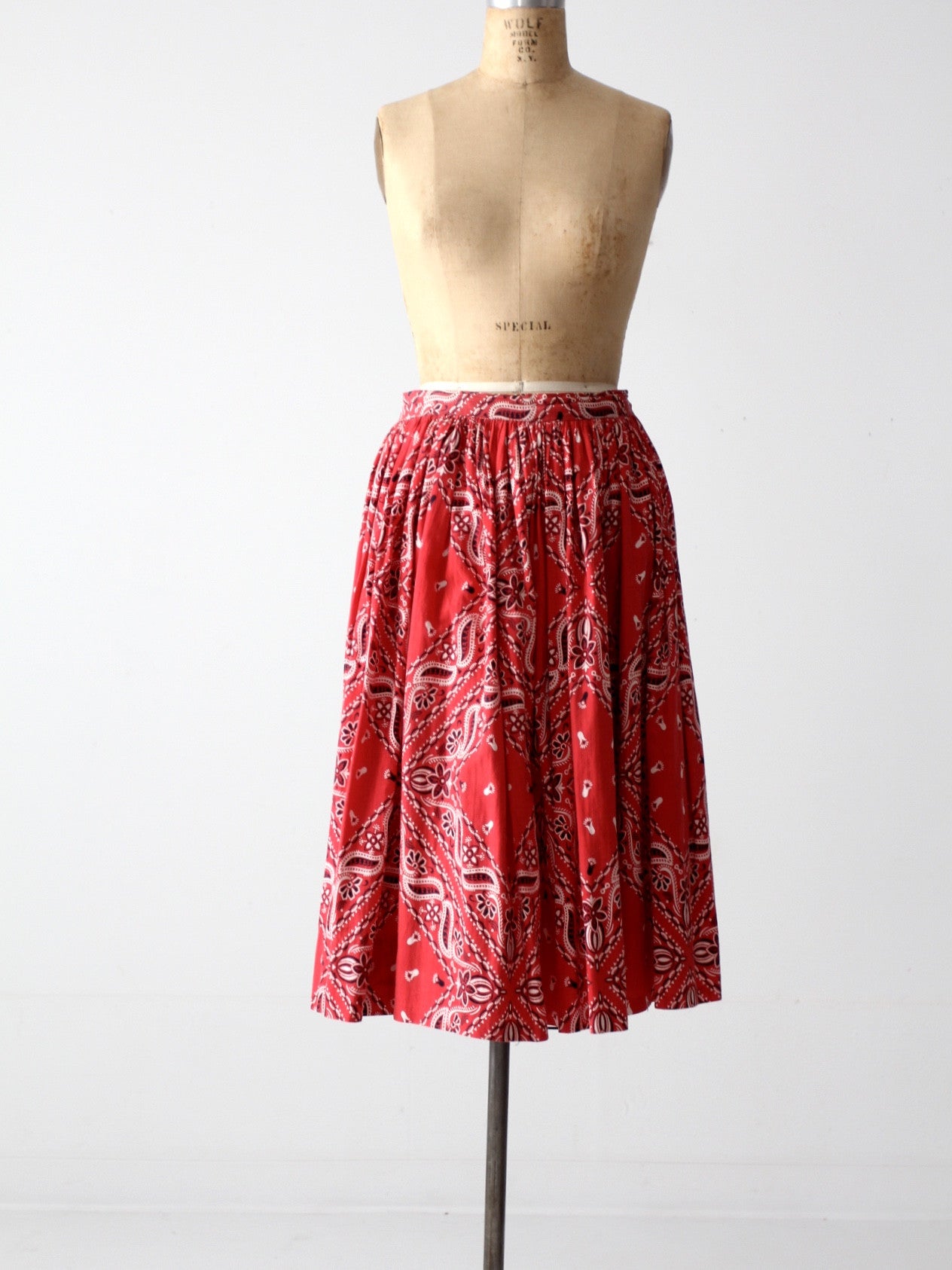 vintage 50s circle skirt with bandana print