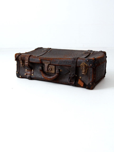 vintage black leather suitcase
